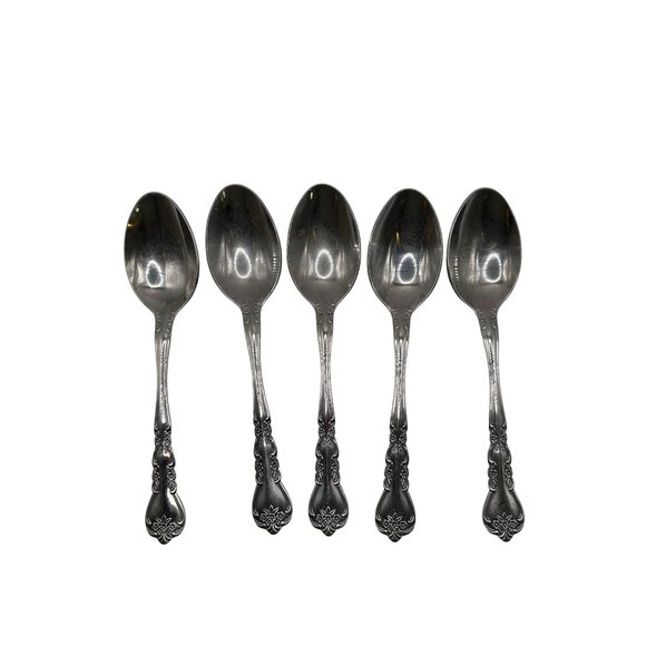 Stanley Roberts Delight Silverware 5 Teaspoons Floral & Scrolls Stainless Steel - Picture 3 of 4